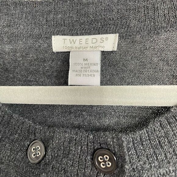 Tweeds Sweater Cardigan 100% Merino Wool Dark Gray Womens Medium NEW - Picture 3 of 5